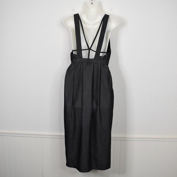 Nasty Gal Midi Dress Button Front Sz S Strappy Back Preppy Academia Retro Work - Picture 7 of 16